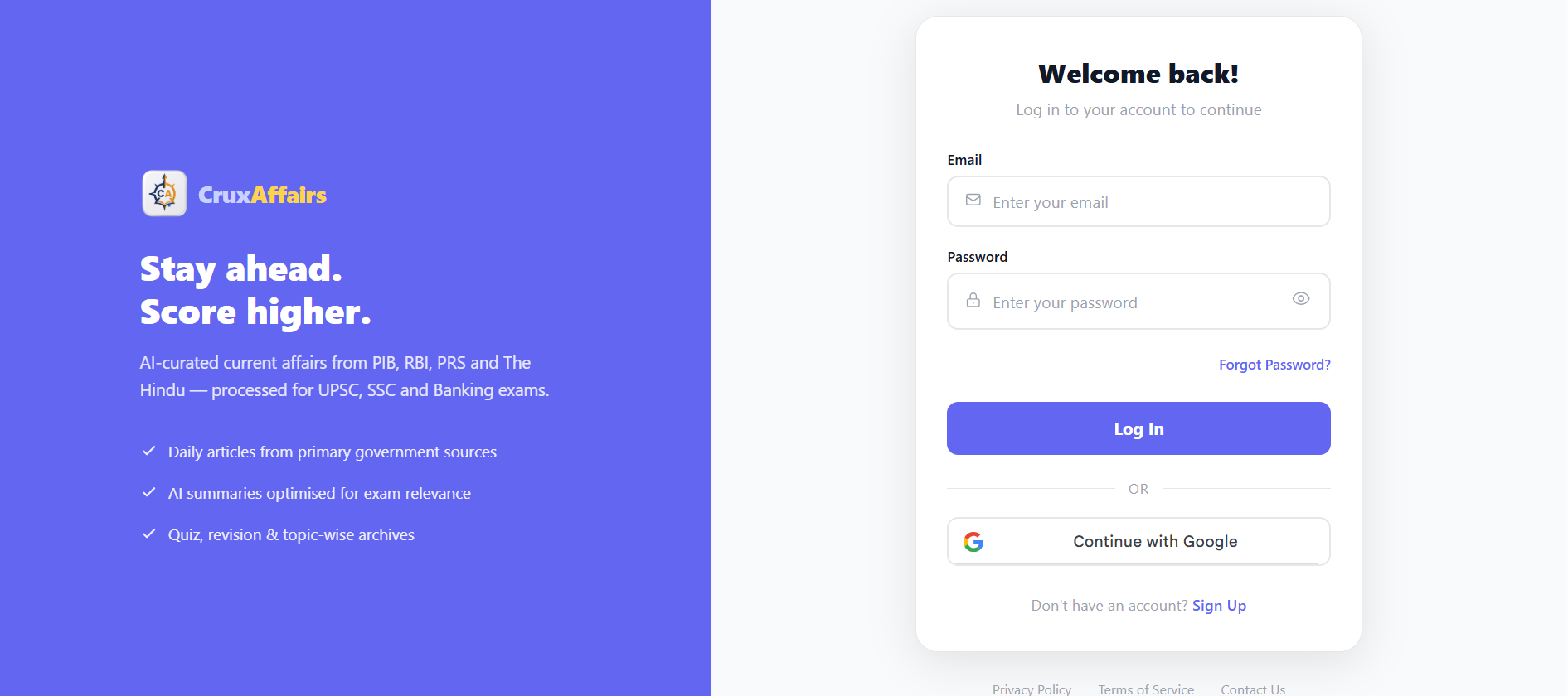 CruxAffairs AI-powered current affairs PWA